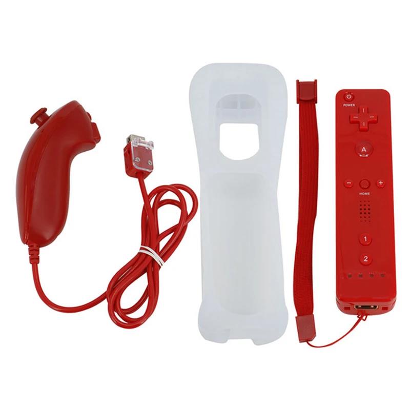 2 in 1 Remote and Nunchuck Controller Remote Controller Gamepad Nunchuck Controller with Silicone Case for Nintendo Wii