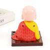 Online Solar-Powered Wooden Little Monk Car Figurine - Buddha Decoration