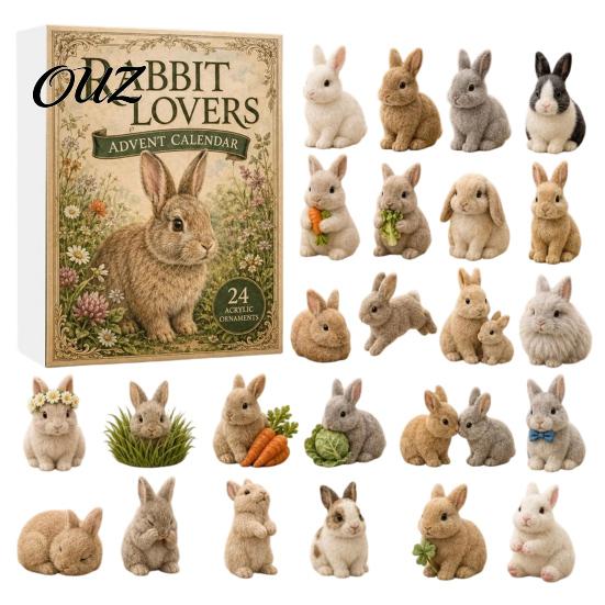 Creative Holiday Gifts for Rabbit Lovers 2026 Bunny Advent Calendar, 24 Days Acrylic Ornaments Christmas Countdown Decorative Animal Charms