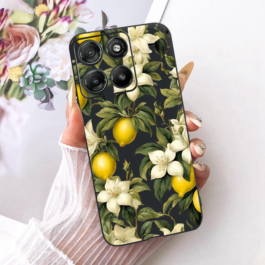 Etui do Motorola Moto G17 Power G15 Power MotoG15 Miękki Czarny Silikonowy Pokrowiec Malowanie Kwiatowe Motyl Smok Kot Funda