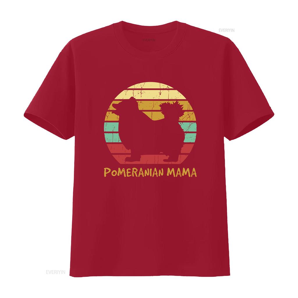 Pomeranian Dog Mama SunseT T Shirt Retro Owner Animal Pet Lover Silhouette Vintage  Vintage Washed Stylish Stretched Streetwear
