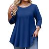 Women’s Plus Size 3/4 Sleeve Tunic Top Loose Fit Round Neck Casual Basic Blouse Soft Lightweight Fabric Comfortable Design