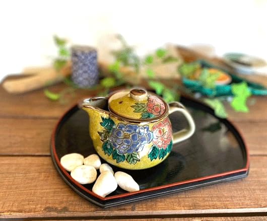 Bujor mare Kutani pictat în culoare închisă [ceainic/ceainic] [imagine din spate]