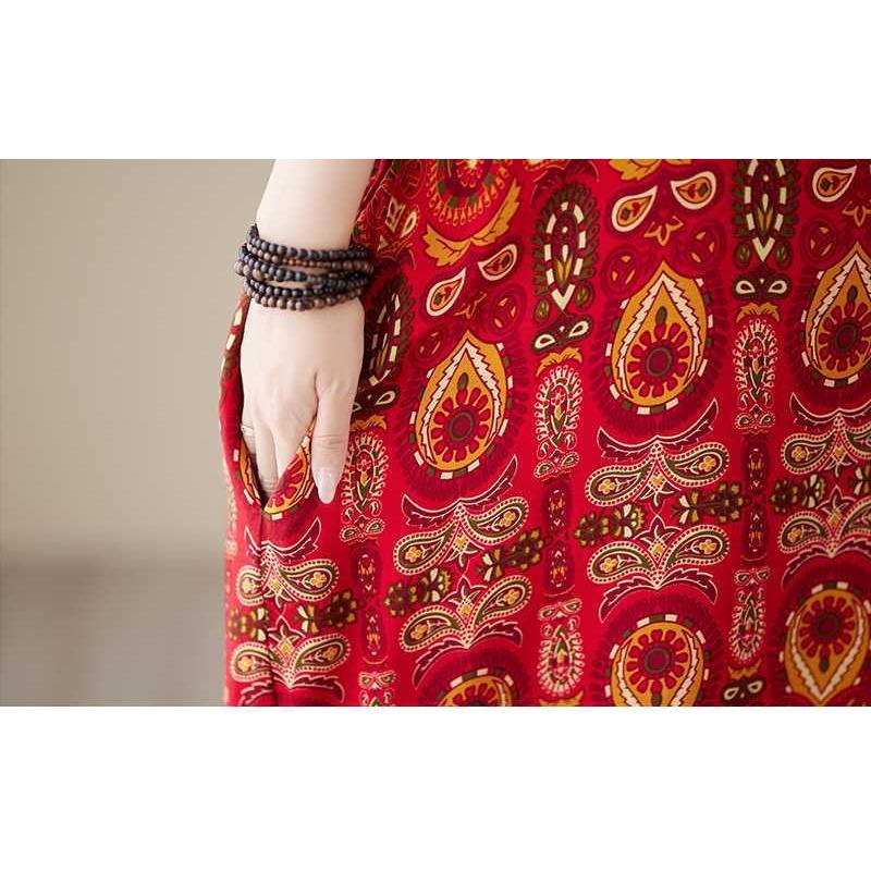 Summer V-neck Large Size Loose Literary Vacation Style Beach Dresses