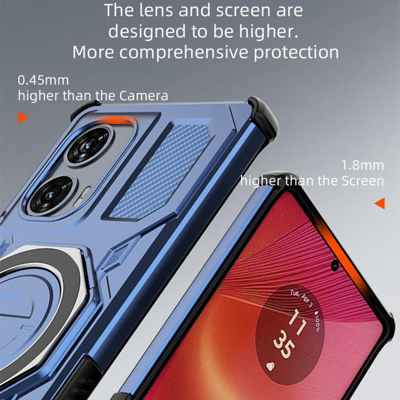 KEYSION Funda Magnética Antigolpes para Motorola Edge 50 Fusion 5G con Soporte de Anillo Vertical para MOTO Edge 50 Fusion 5G