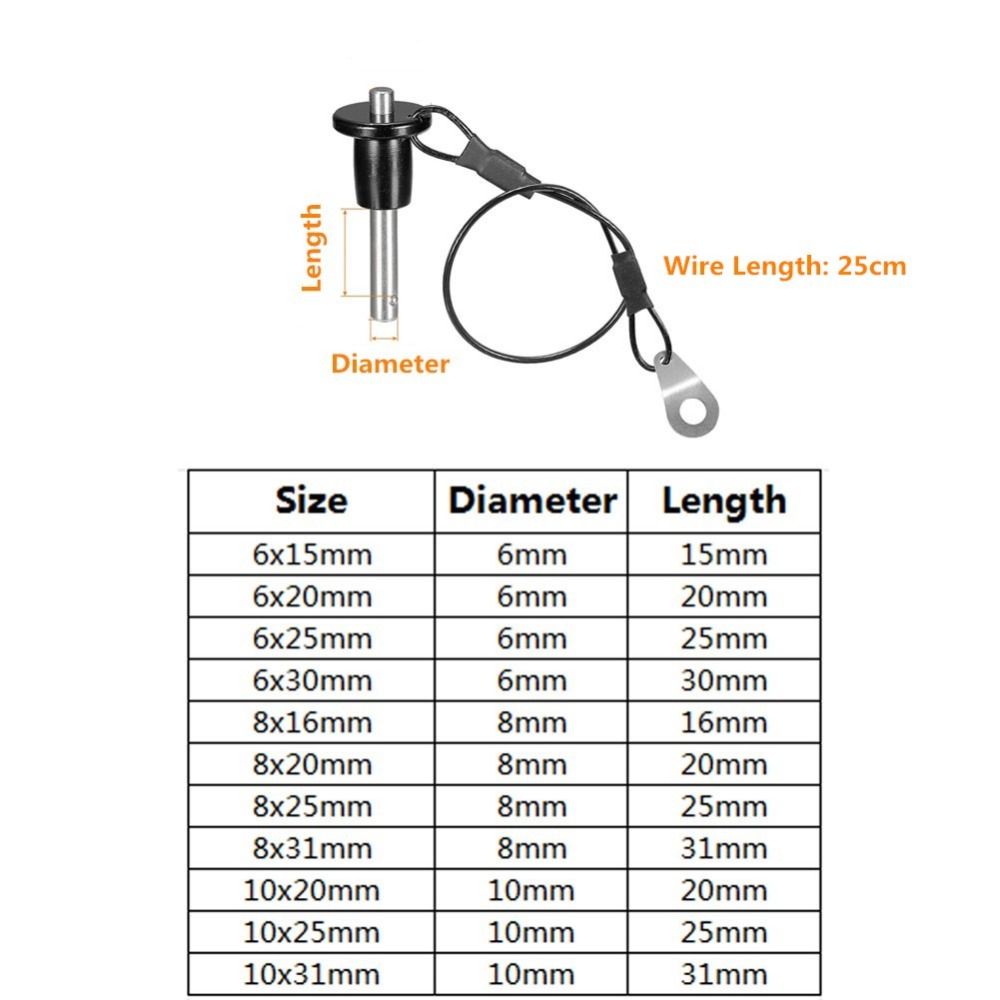Stainless Steel Push-Button Locking Multi Size with 25cm Wire High Quality Ball Locking Pins