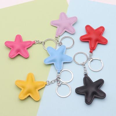 Fashion Star Shape Keychain Simple Colorful Pendant Charm Leather Keyring  Backpack Decor