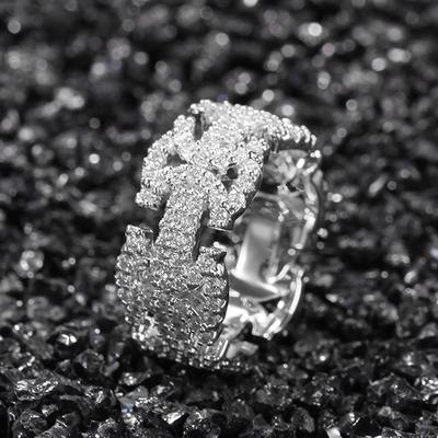 Huitan Luxury Women/Men Promise Rings Full with Crystal Cubic Zirconia Modern Design Hip Hop Daily Wear Cool Accessories