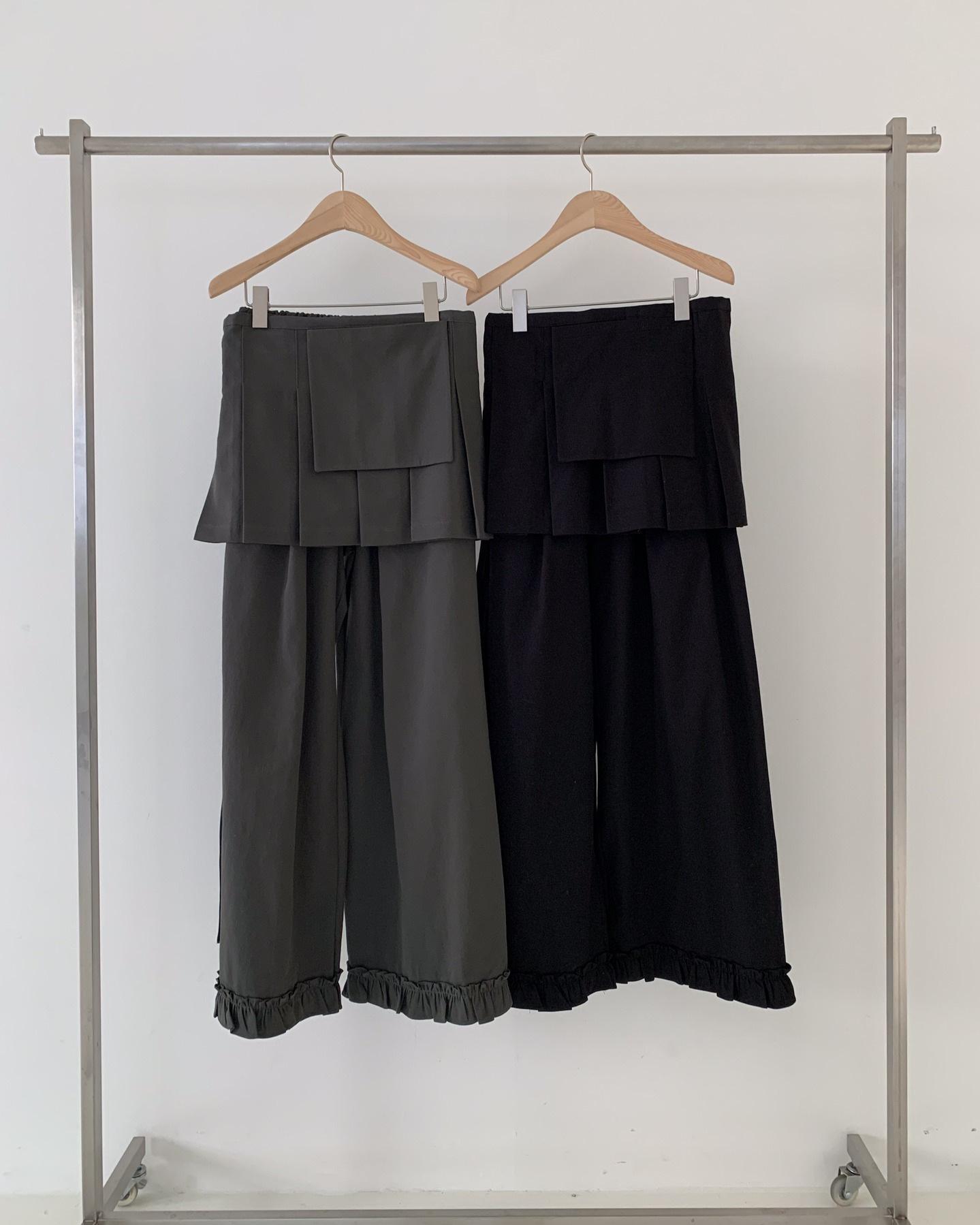 

2026 Spring/Autumn Korean Pleated Skirt & Lace-Up Long Pants Two-Piece Set One Size чорний