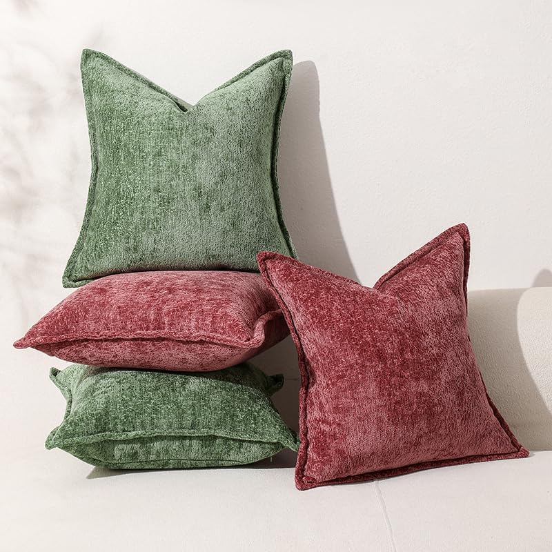 Fundas para Cojines Neutras Suaves de Chenilla Funda de Cojín Estilo Granja para Decoración de Sofá Dormitorio Sala de Estar Moderna