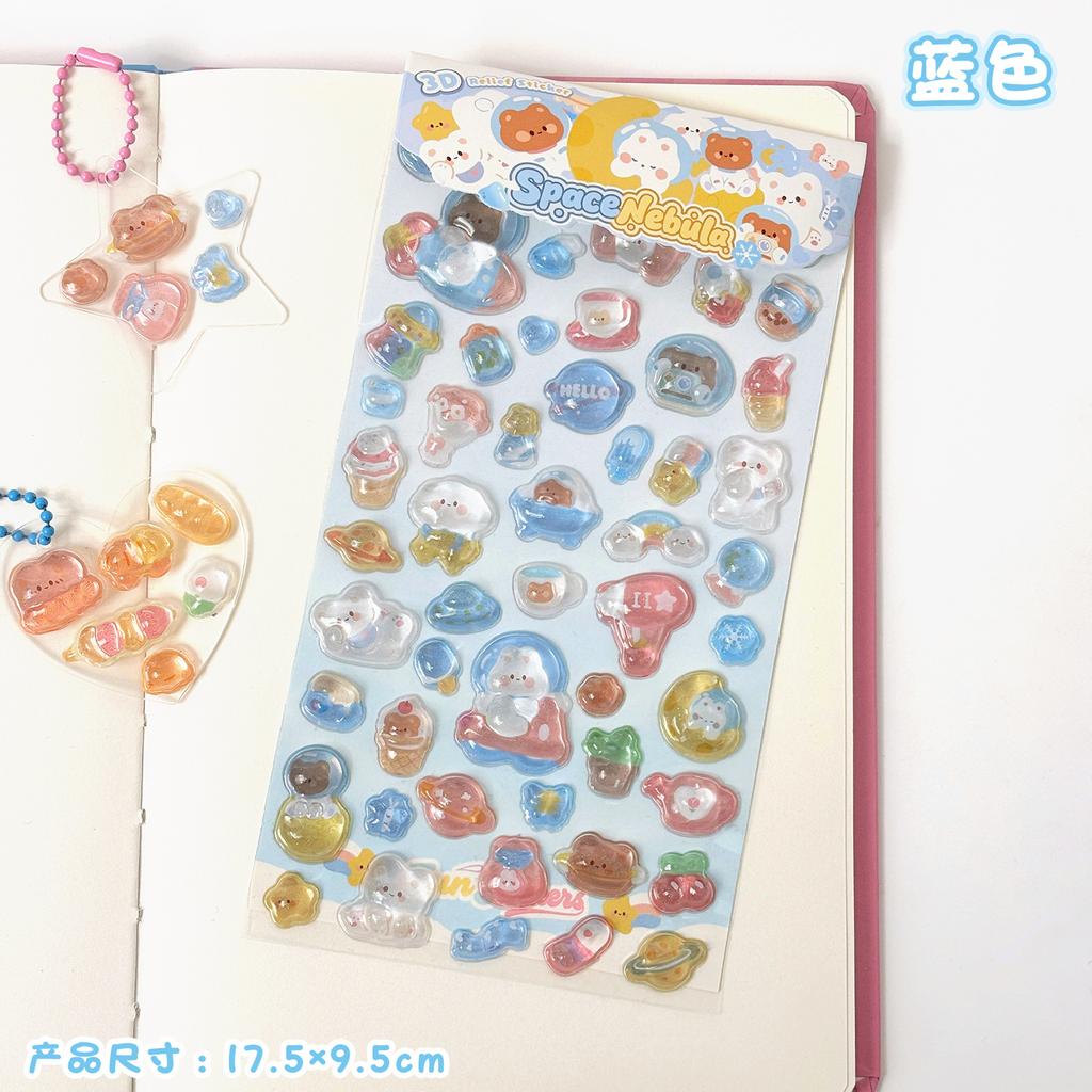 Kawaii 3D Relief Cartoon Droplet Decorative Stickers Fun Collage DIY Handmade Aesthetic Stationery Stickers