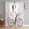 Colorful Butterfly Heart -Shaped Chiffon Sheer Curtains For Living Room Bedroom Home Decoration Window Voiles Tulle Curtain