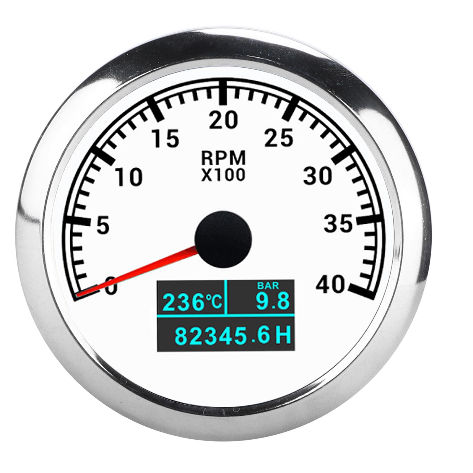 Pointer Tachometer 3 in 1 RPM IP67 Multifunction Water Temp Oil Pressure Tacho Gauge for Car Boat Truck