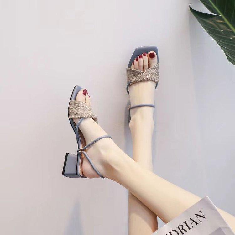 French-style Thick-heeled Sandals Fairy Style 2025 Summer New Mid-heel with High-end Fashion Shoes