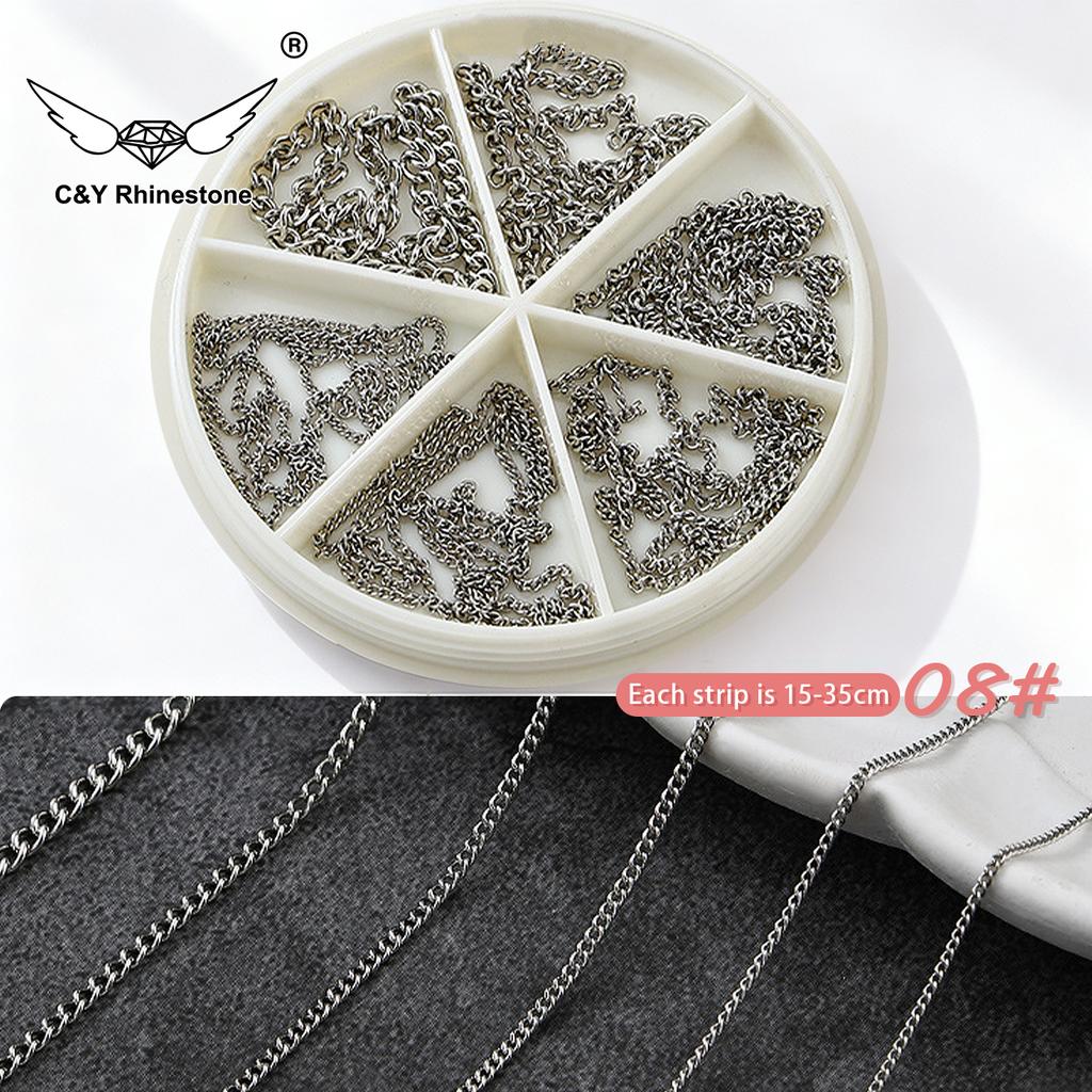 CY French Metal Chains Nail Charm DIY Nail Art Decorations Manicure Tools for Nail Design