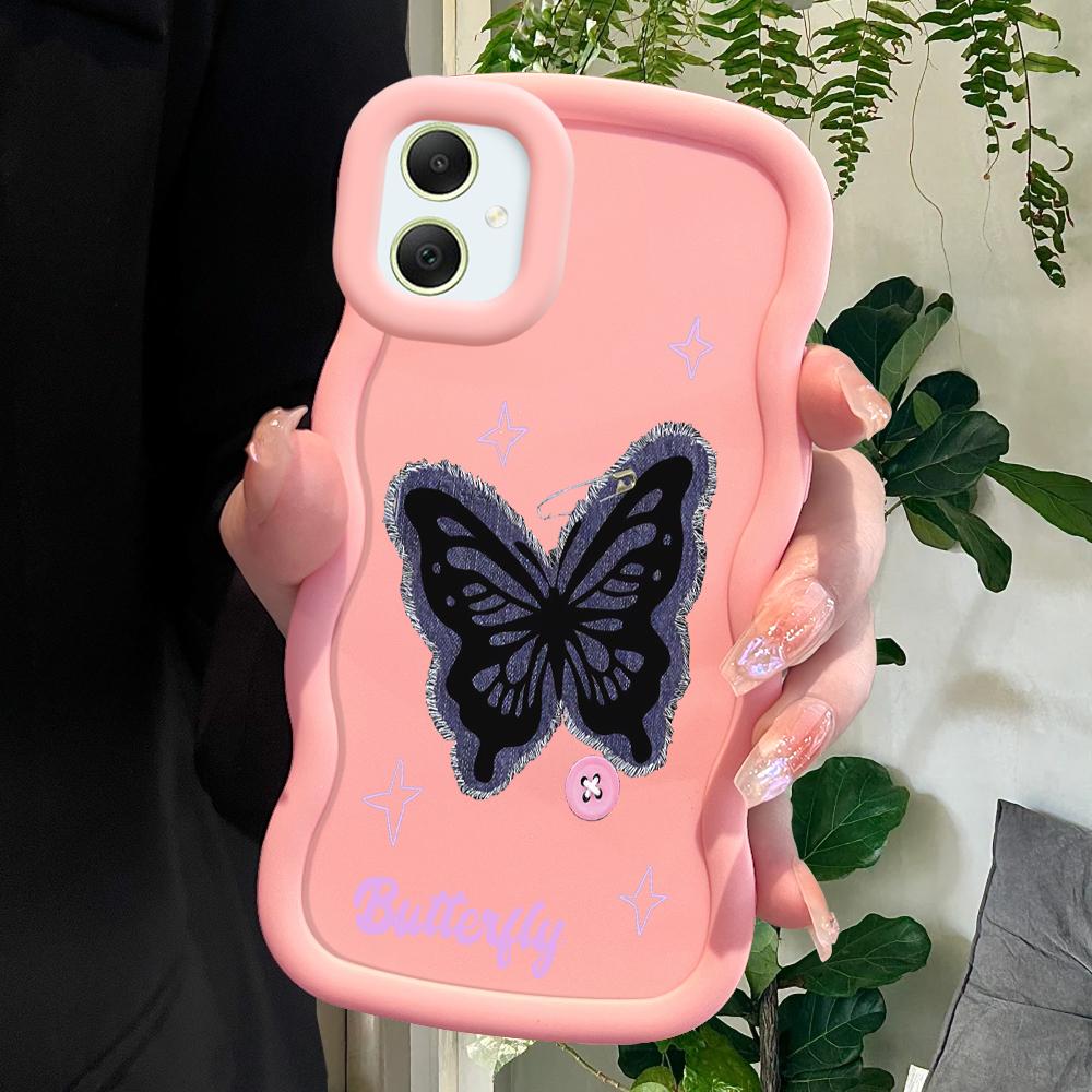 Black Butterfly Soft Phone Cover for Samsung Galaxy A52 A73 A12 S24 Ultra 5G S23 S22 S21 S20 FE Wave Edge Shockproof Protective Rubber Case