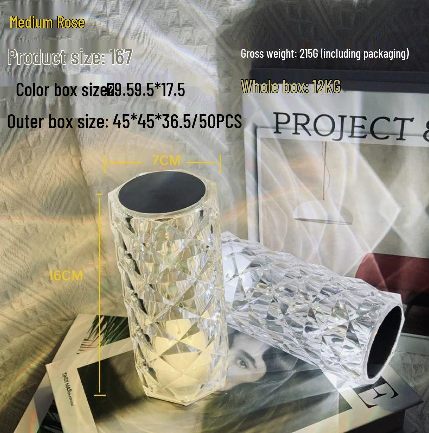 

Перезаряжаемая светодиодная сенсорная лампа в виде кристалла-бриллианта - Регулируемый ночник для спальни 5W