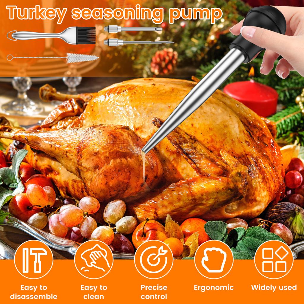 Seasoning Sauce Injection Pump BBQ Meat Syringe Turkey Chicken Squirt for Home Kitchen Cooking Marinade Tool Injection Dropper