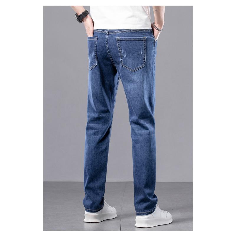 Spring and Summer Four Seasons Slim Fit Korean Style Small Feet Men's Jeans Men's Casual Trendy Pants Trend
