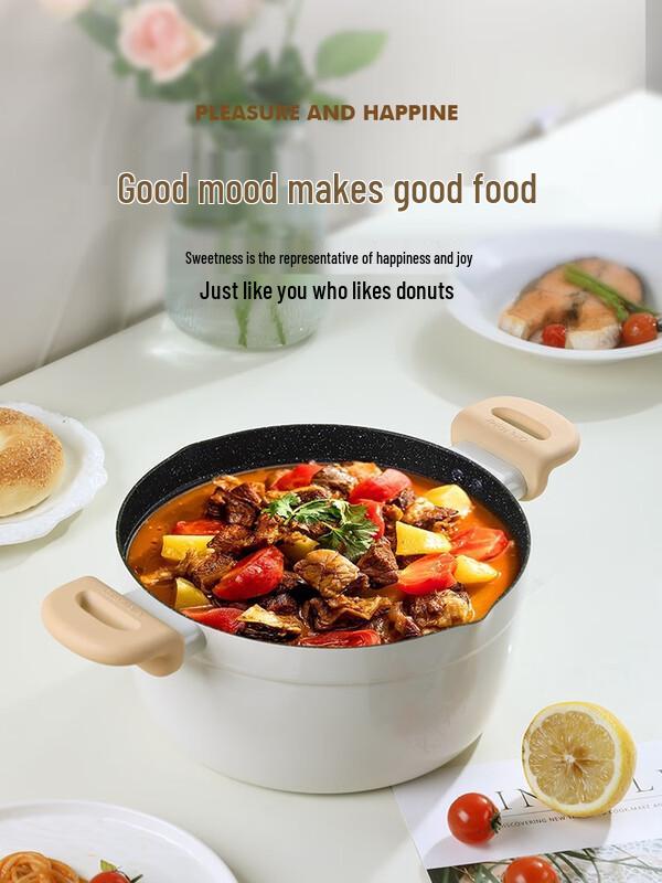 Katemake Donut Series White Speckle Soup Pot