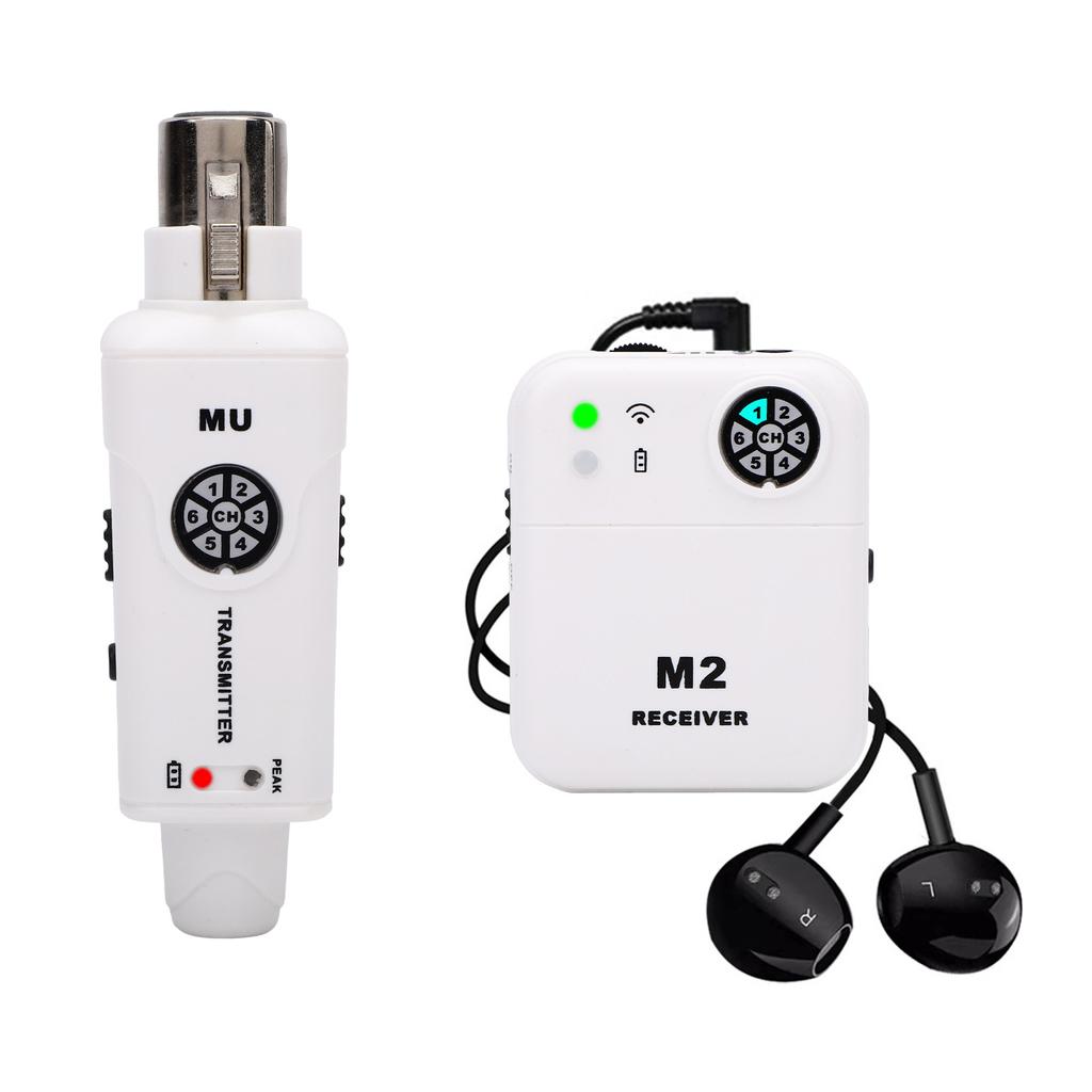 2,4 GHz Kabelloses In-Ear Monitor System Sender Empfänger Set 6 Kanal Frequenz mit Monitor Kopfhörern Plug and Play Wiederaufladbar 8ms Lo