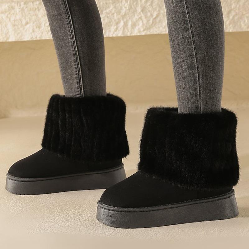 2024 Cizme de Zăpadă la Modă pentru Femei Iarnă Nou Cald Îngroșat Vârf Rotund și Gambă Cizme pentru Femei în Aer Liber Anti-Alunecare Pantofi din Bumbac Pluș
