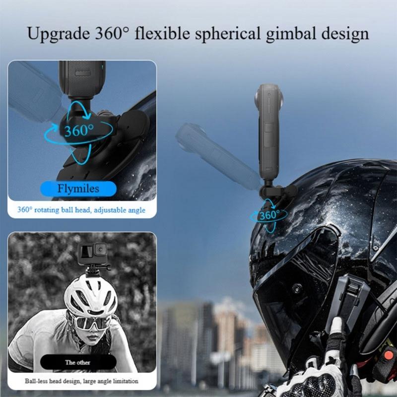 Flexible Adhesive Helmet Mount Base With 360 Swivels Ball Head For Secure Mounting On Various Surfaces