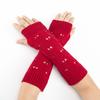 Unisex Half Finger Gloves Jacquard Heart Knitted Arm Wrist Sleeve for Winter