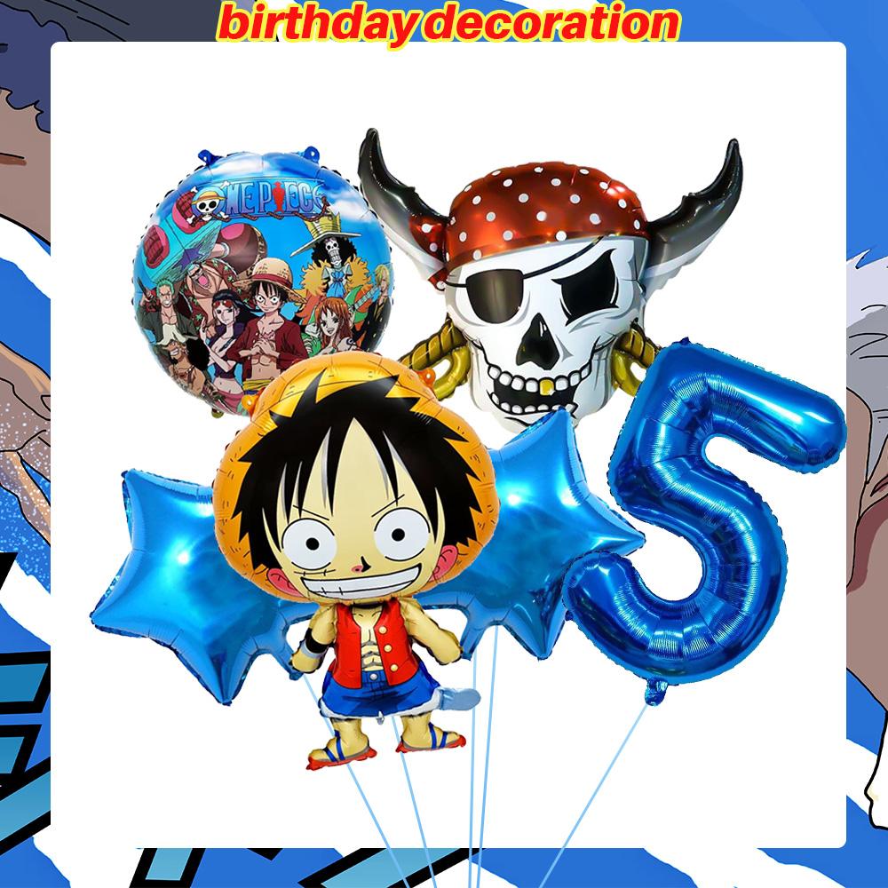 Dekoracje Urodzinowe One Piece Balon Luffy Zoro Jednorazowe Talerzyki Imprezowe Baner Dekoracja Tortu Torebki na Prezenty Chłopcy Akcesoria na Baby Shower