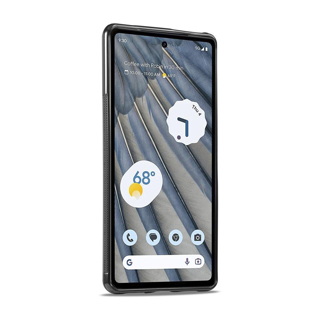 Case for Google Pixel 7,Pixel 7a,Pixel 7 Pro,Pixel 8,Pixel 8 Pro.Carbon Fiber PU Splicing Fine Grain PU Paired with Red Vertical Stripes Phone Case