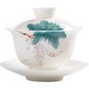 Hand-Painted White Porcelain Cover Bowl Teacup Single High-Grade Ceramic Sancai Tea Bowl With Cover Large Non-Hot Kung Fu Tea Set