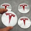ANC1 4Pcs/set 56mm Silver Red Tesla Cap Hub Center Cap Sticker Logo for Tesla Model 3 Y S X Personalized Car Sticker Car Accessories