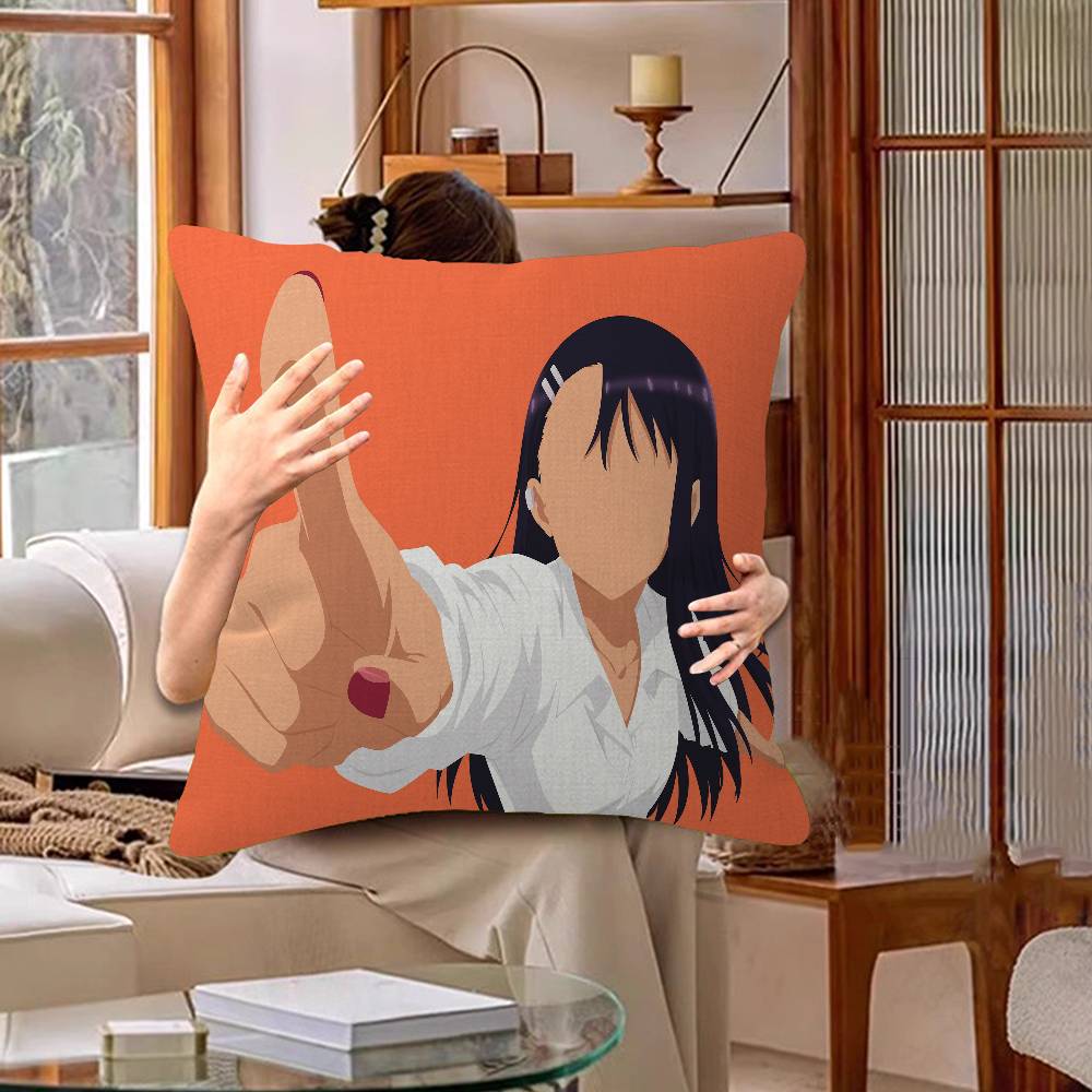 Anime Dont Toy With Me Miss Nagatoro Cushion Cover Inches Farmhouse Decor Home Throw Pillow Covers For Couch Decorations