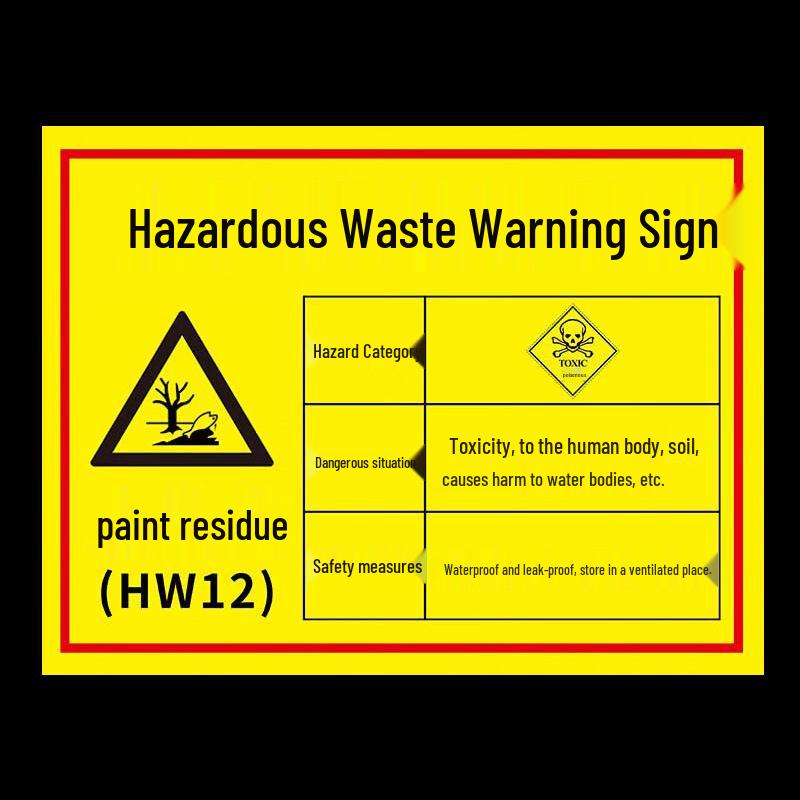 Waste Paint Residue Warning Sign