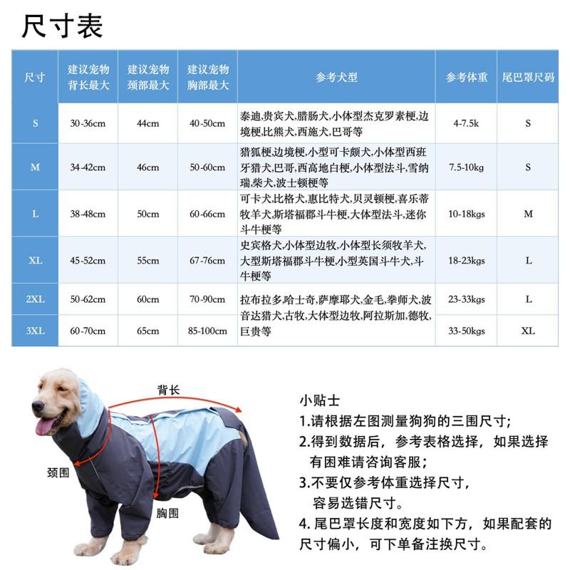 Full Coverage Dog Raincoat Medium To Large Breeds - Waterproof Hooded Coat With Tail Cover Blue Purple
