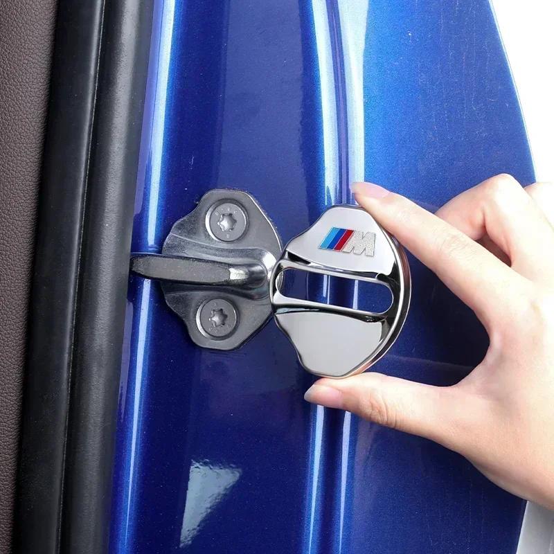 4pcs Car Styling Door Lock Cover Stainless Steel Auto Door Latch Trim Sticker For BMW Series 3 G20 Series 2 G42 iX-xDrive50