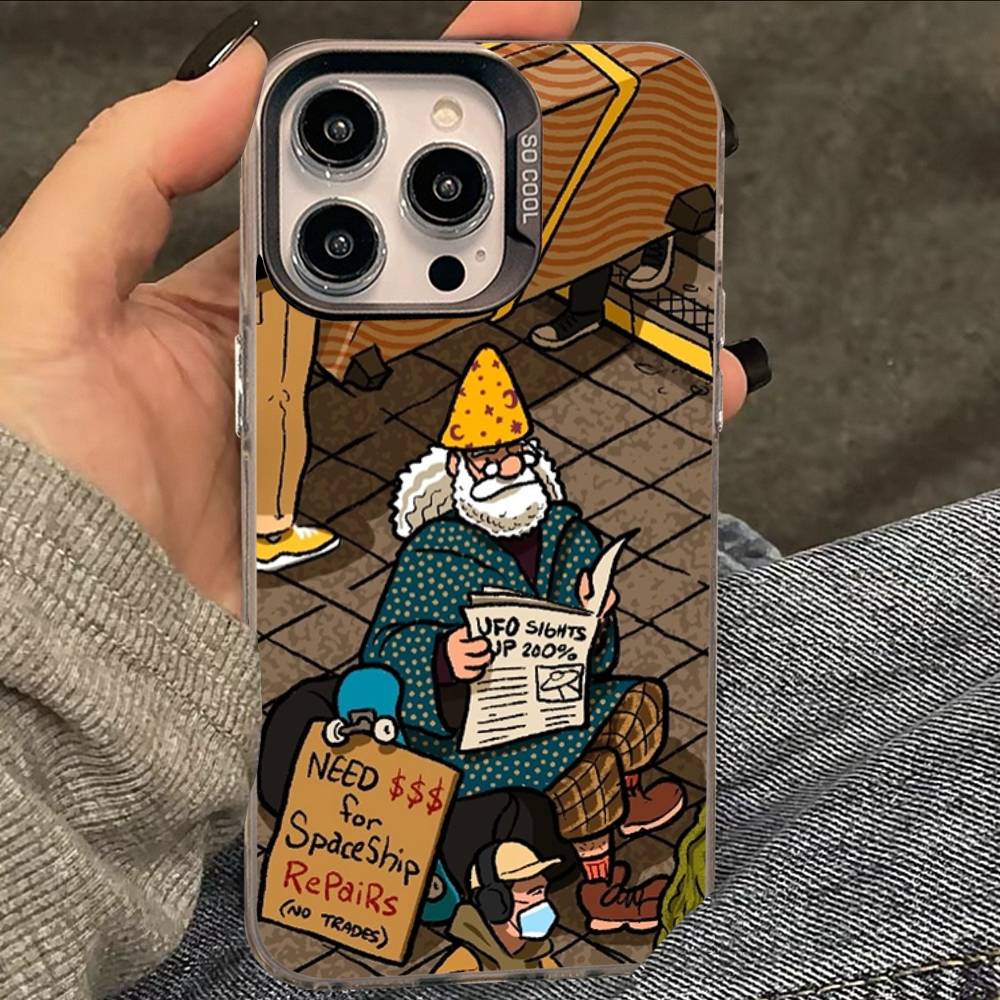 Deluxe Cartoon Man Phone Case For iPhone 17 16 15 14 13 12 11 XS XR X Pro Max Plus Colored Silver Plated Cover