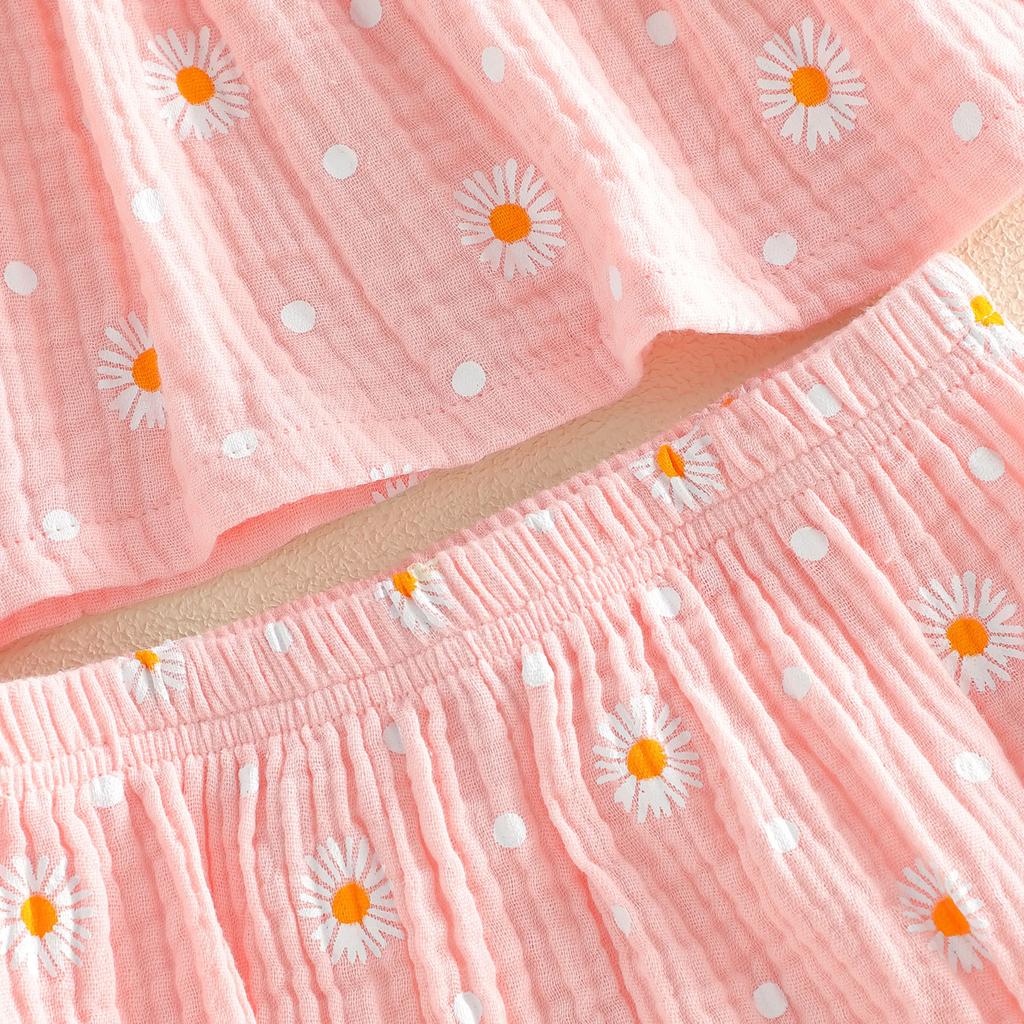 Citgeett Summer Infant Baby Girls Outfits Daisy Print Floral Fly Sleeves Tops Elastic Shorts Set Cute Clothes