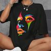 Painted Lady Face Personality Design Print T Shirt Female Street Comfortable T-Shirt Soft Casual Tops Breathable Short Sleeve