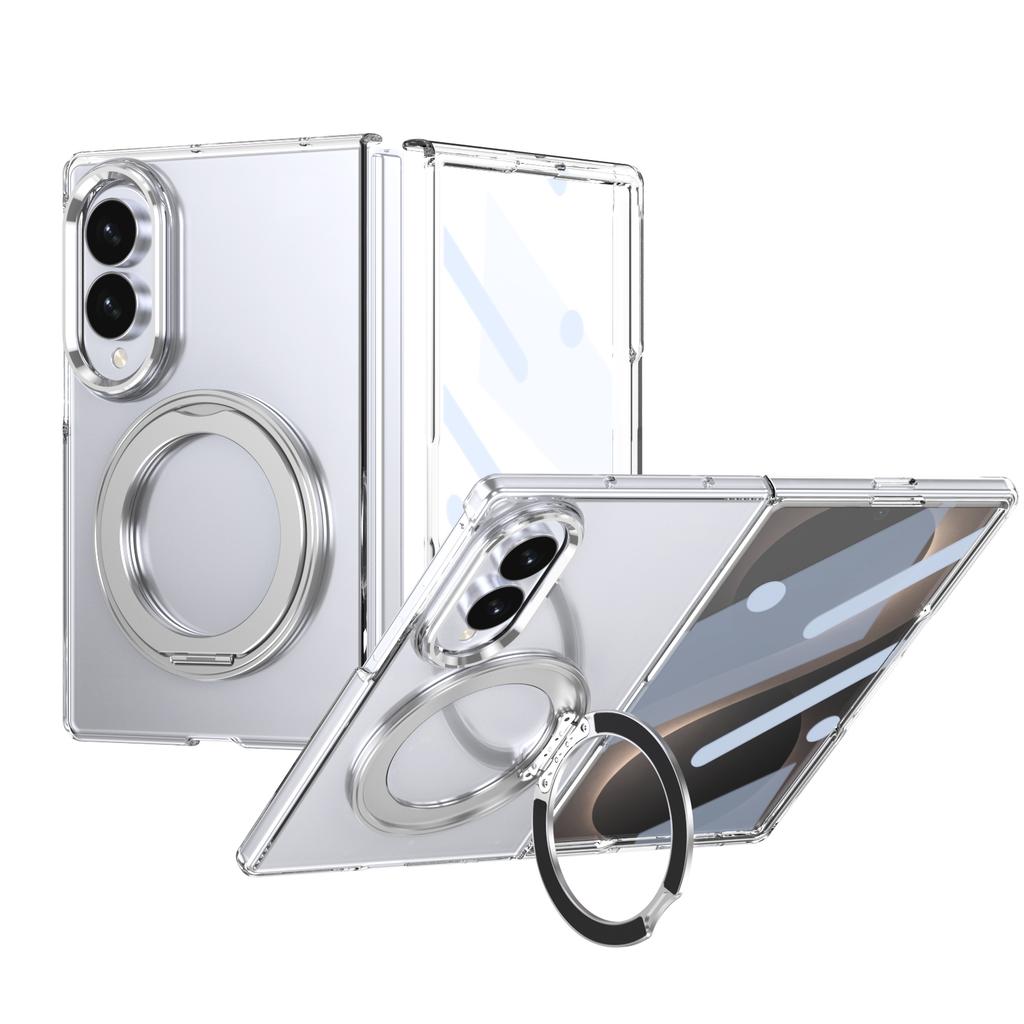 Custodia per Telefono con Supporto Magnetico Rotante a 360° per Samsung Galaxy Z Fold 8 7 6 5 4 Fold8Ultra per Ricarica Wireless Magsafe Cover Trasparente