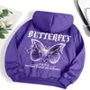 Felpe con Cappuccio Stampa Farfalla Viola Bellissime Donna Tasca in Pile Felpa con Cappuccio Semplice Casual Autunno Ampia Streetwear Femminile
