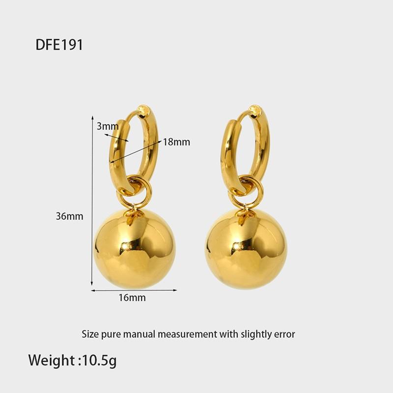 European and American ins light luxury high-end gold ball pendant earrings plated 18k gold stainless steel fashion earrings earrings women