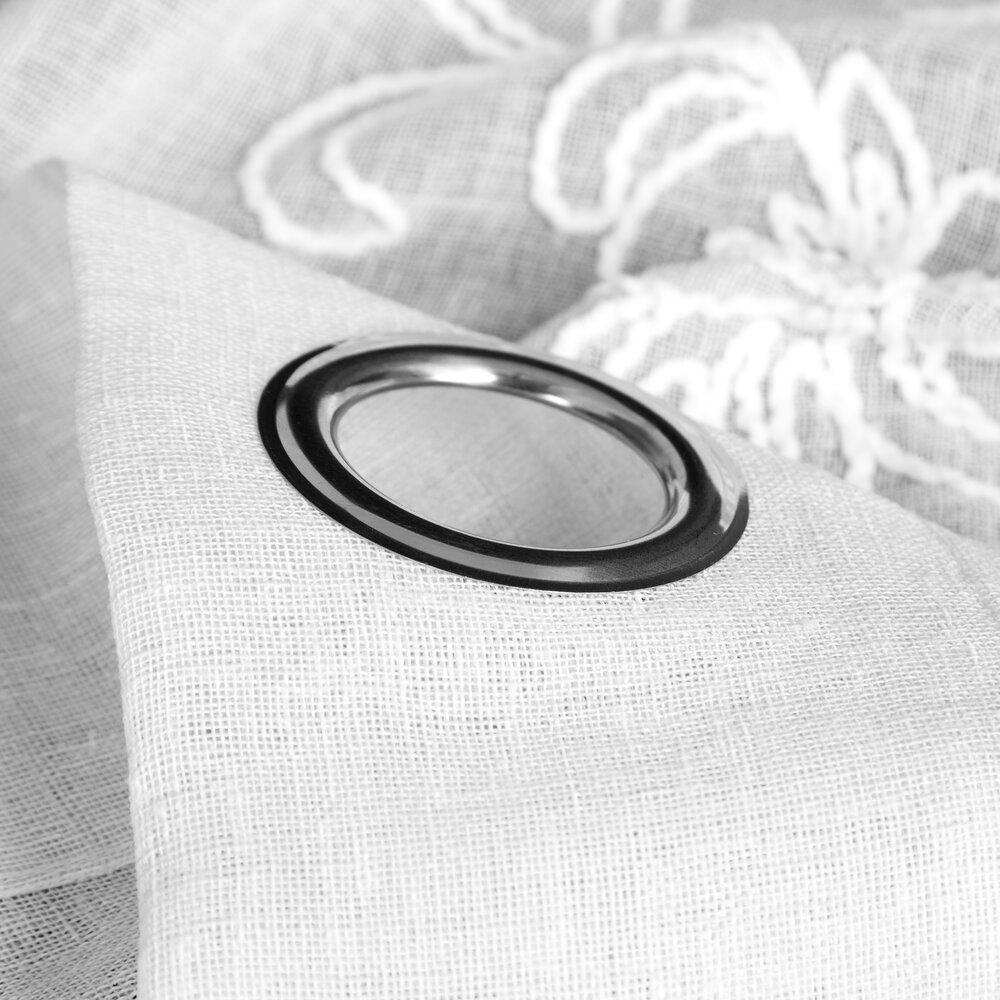 Lily Curtain 140X250 Cm White Embroidered Flowers Eyelets