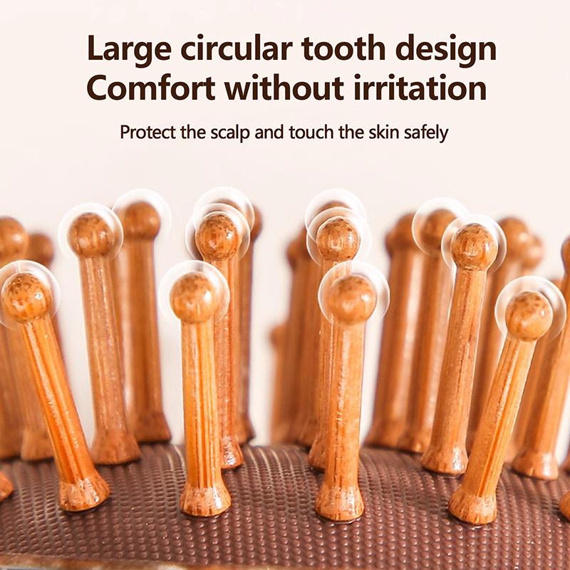 Sandalwood Meridian Hair Airbag Comb Round Scalp Relax Point Acupuncture Massager Anti-Static Styling Tools