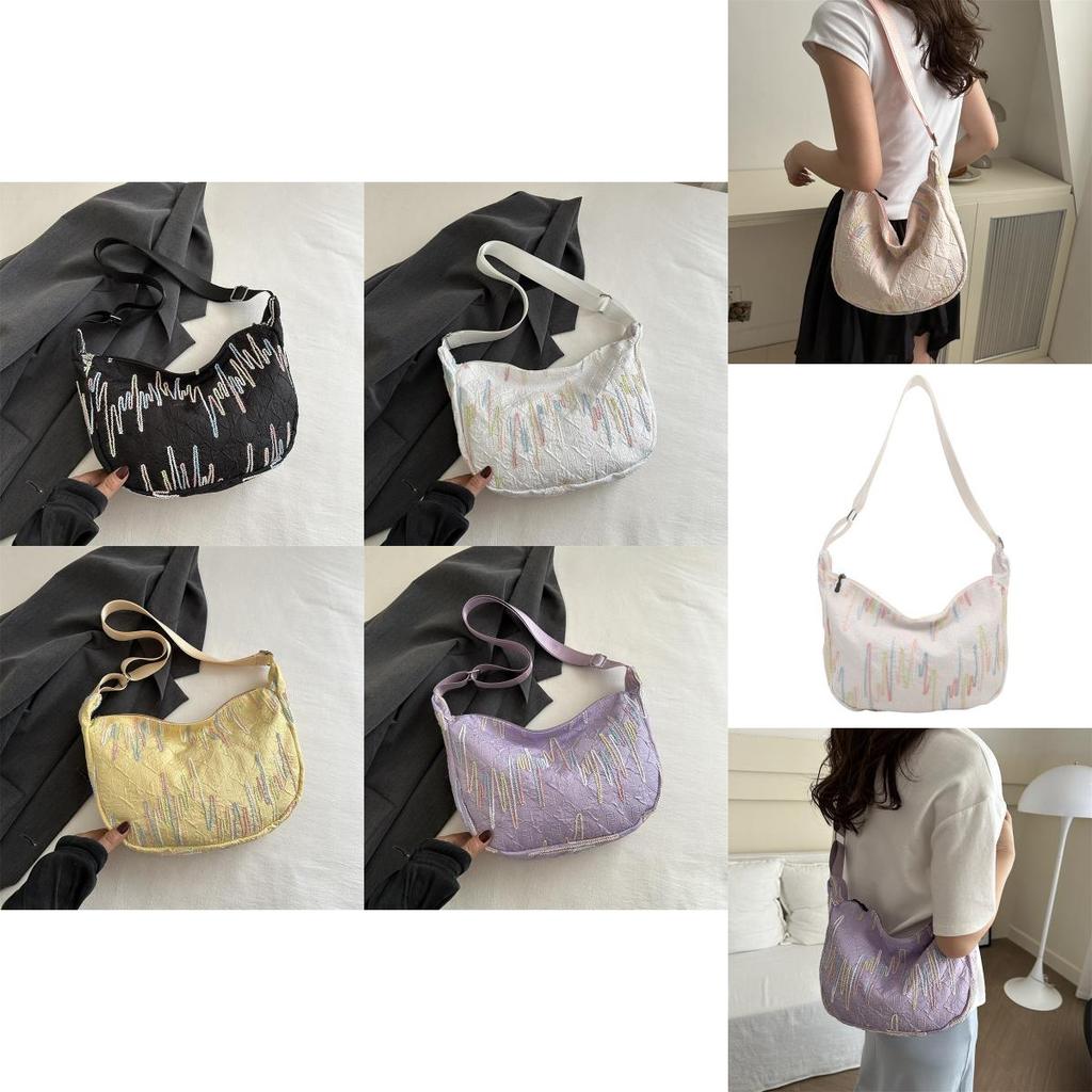 Trendy Street Style Canvas Tote Bag For Women 2024 New Fashionable Lightweight Crossbody Purse