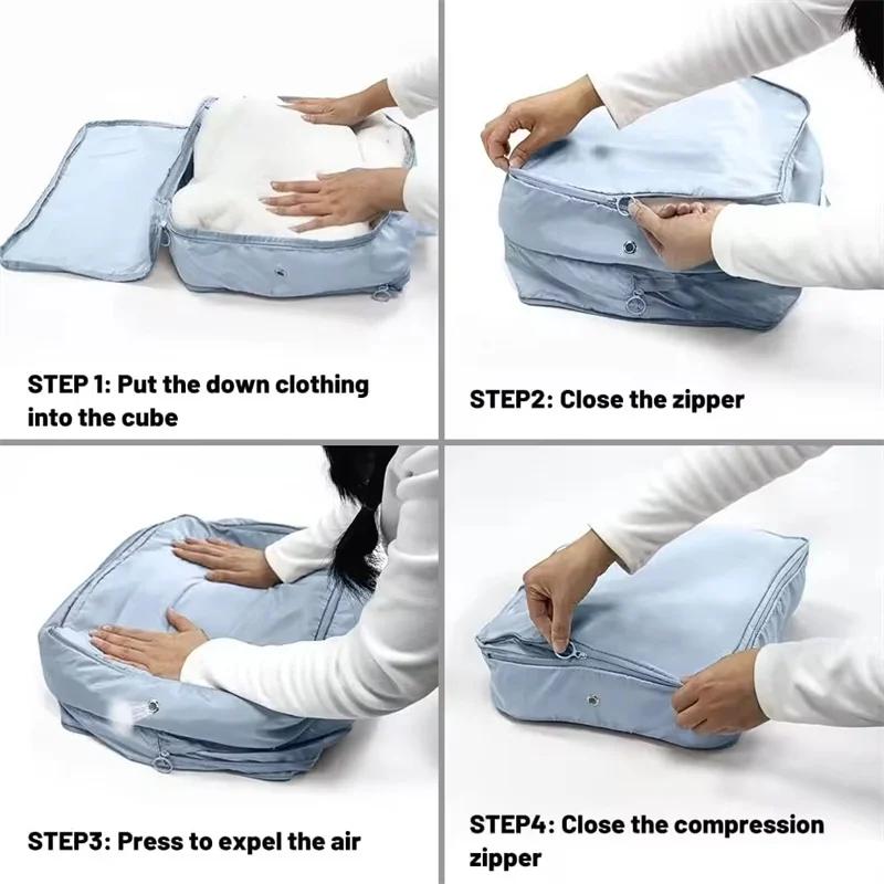 Home Large-capacity Clothing Storage Bag Travel Folding Double Zipper Compression Bag Portable Handheld Compression Packing Bag