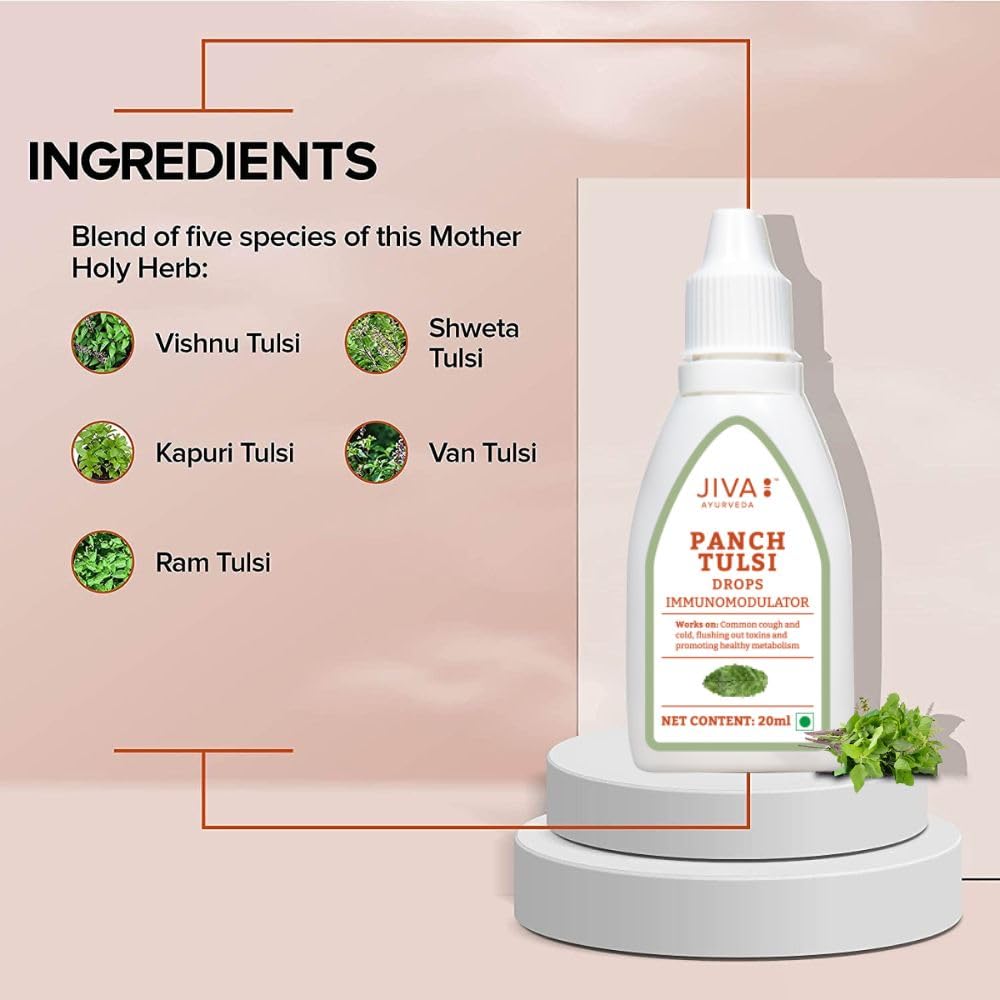 Jiva Tulsi Drops 20 Ml Pack of 1 | Ayurvedic Immunity Booster for Healthy Metabolism & Detox