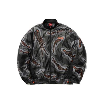 Li Ning Sports Fashion Series All Over Chinese Character Print Loose Zipper Stand Collar Jacket Men Jacket Black AFDR295-2