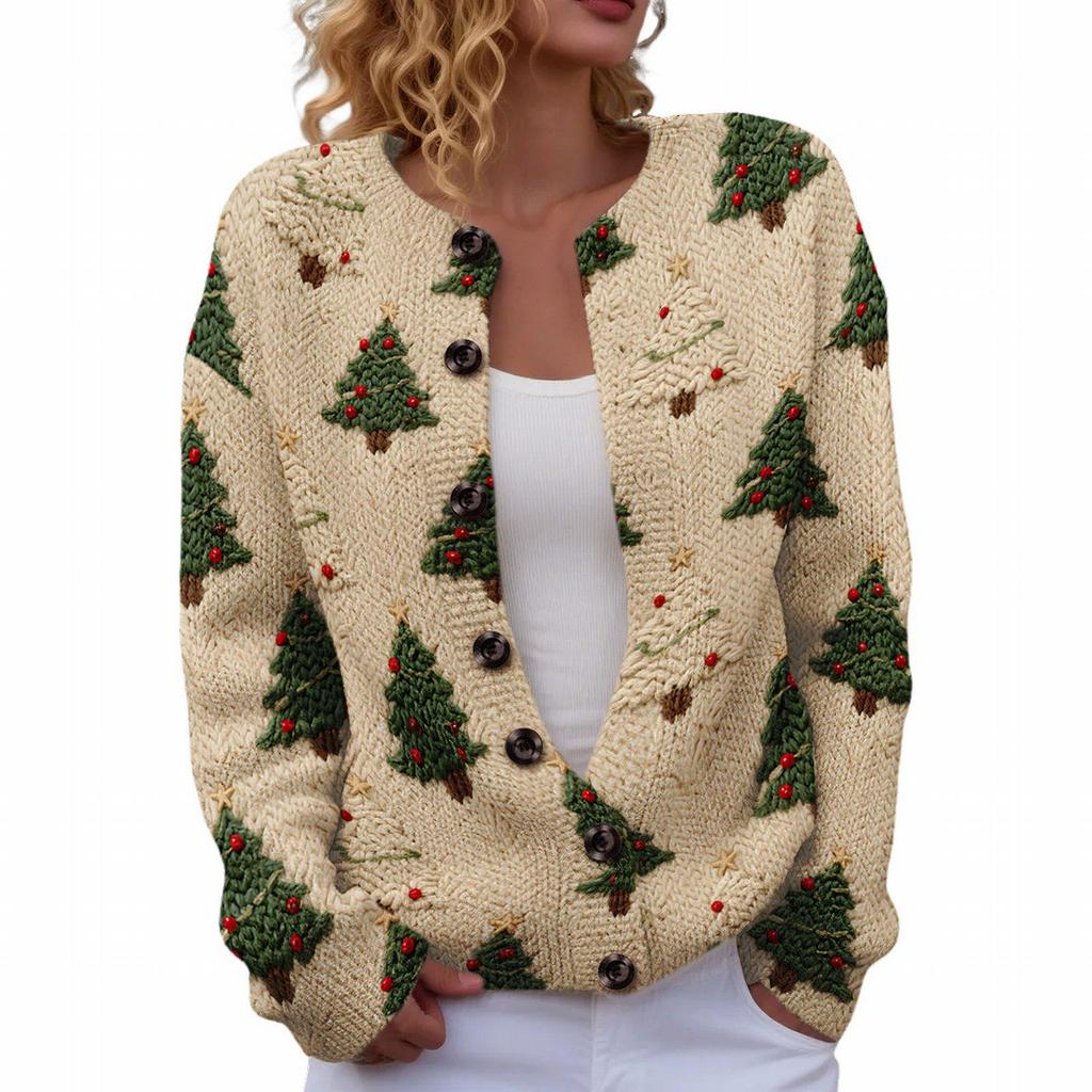 LXK-YK56 3D Print Christmas Cardigan Sweater