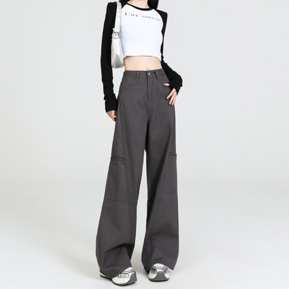 Spring and Autumn New Fashion Design Sense Loose Splicing Mopping Jeans Lazy Style Wide Leg Jeans Tide